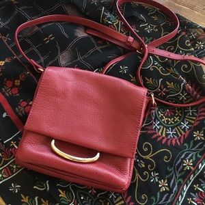 Kooba Mini Leather Burgundy Red Crossbody Bag
